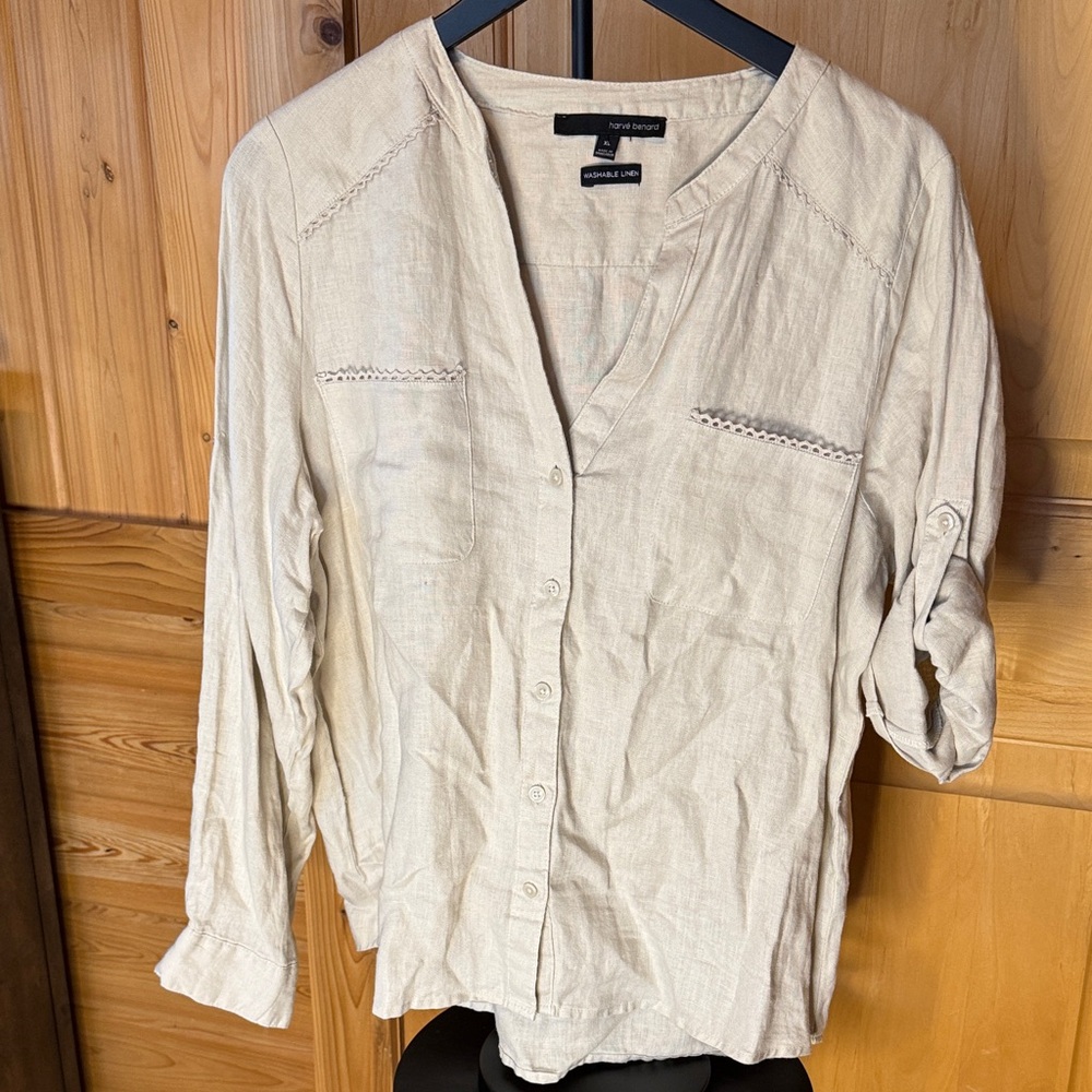 Harve Benard Beige Linen Shirt
